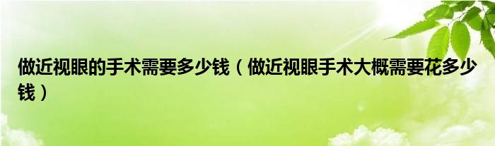 做近視眼的手術(shù)需要多少錢(qián)（做近視眼手術(shù)大概需要花多少錢(qián)）