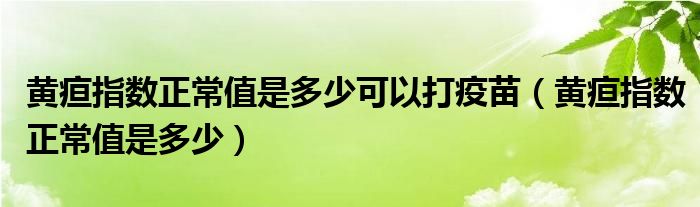 黃疸指數正常值是多少可以打疫苗（黃疸指數正常值是多少）