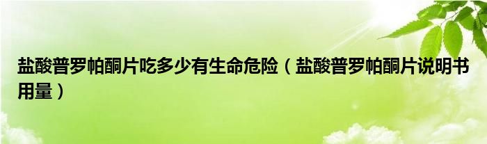 鹽酸普羅帕酮片吃多少有生命危險（鹽酸普羅帕酮片說明書用量）