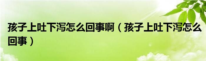 孩子上吐下瀉怎么回事?。ê⒆由贤孪聻a怎么回事）