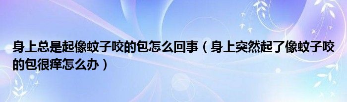 身上總是起像蚊子咬的包怎么回事（身上突然起了像蚊子咬的包很癢怎么辦）