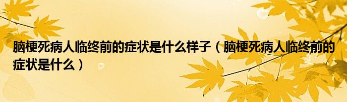 腦梗死病人臨終前的癥狀是什么樣子（腦梗死病人臨終前的癥狀是什么）