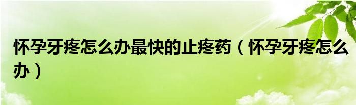 懷孕牙疼怎么辦最快的止疼藥（懷孕牙疼怎么辦）