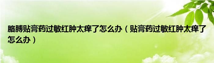 胳膊貼膏藥過敏紅腫太癢了怎么辦（貼膏藥過敏紅腫太癢了怎么辦）