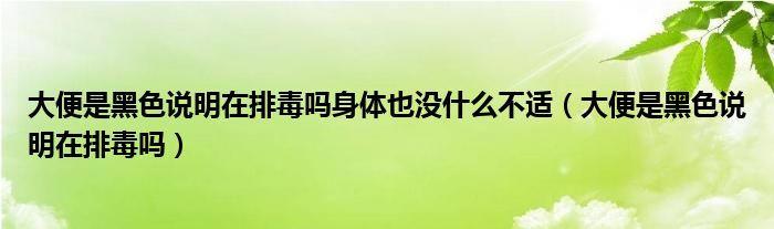 大便是黑色說(shuō)明在排毒嗎身體也沒什么不適（大便是黑色說(shuō)明在排毒嗎）