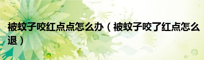 被蚊子咬紅點(diǎn)點(diǎn)怎么辦（被蚊子咬了紅點(diǎn)怎么退）