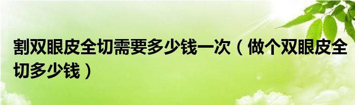 割雙眼皮全切需要多少錢一次（做個雙眼皮全切多少錢）