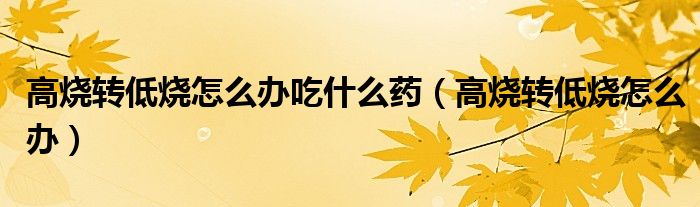 高燒轉(zhuǎn)低燒怎么辦吃什么藥（高燒轉(zhuǎn)低燒怎么辦）