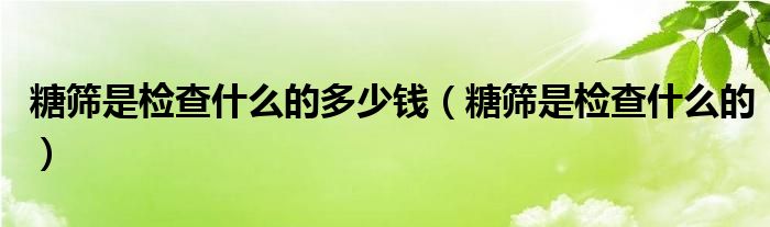 糖篩是檢查什么的多少錢(qián)（糖篩是檢查什么的）