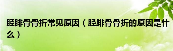 脛腓骨骨折常見(jiàn)原因（脛腓骨骨折的原因是什么）