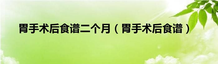 胃手術后食譜二個月（胃手術后食譜）