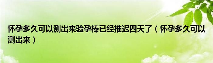 懷孕多久可以測出來驗孕棒已經推遲四天了（懷孕多久可以測出來）