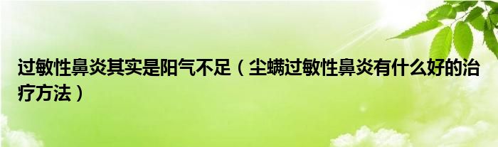 過敏性鼻炎其實是陽氣不足（塵螨過敏性鼻炎有什么好的治療方法）