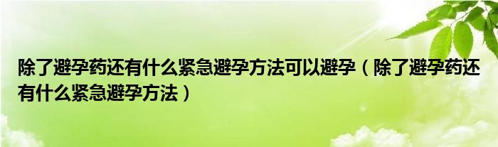 除了避孕藥還有什么緊急避孕方法可以避孕（除了避孕藥還有什么緊急避孕方法）