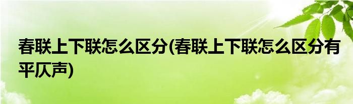 春聯(lián)上下聯(lián)怎么區(qū)分(春聯(lián)上下聯(lián)怎么區(qū)分有平仄聲)