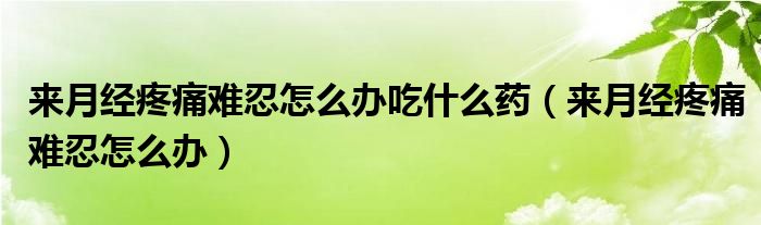 來月經(jīng)疼痛難忍怎么辦吃什么藥（來月經(jīng)疼痛難忍怎么辦）