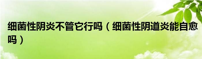 細菌性陰炎不管它行嗎（細菌性陰道炎能自愈嗎）