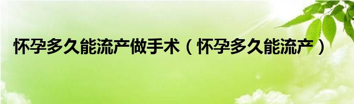 懷孕多久能流產(chǎn)做手術（懷孕多久能流產(chǎn)）