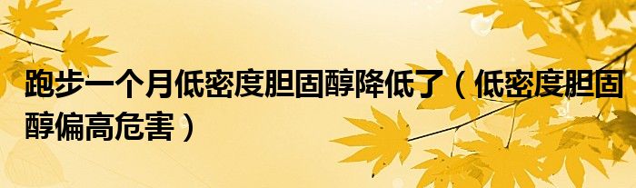 跑步一個月低密度膽固醇降低了（低密度膽固醇偏高危害）