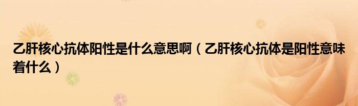 乙肝核心抗體陽性是什么意思?。ㄒ腋魏诵目贵w是陽性意味著什么）