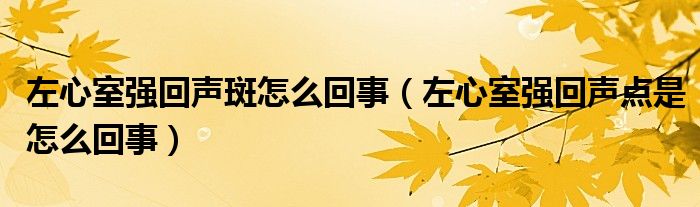 左心室強(qiáng)回聲斑怎么回事（左心室強(qiáng)回聲點是怎么回事）