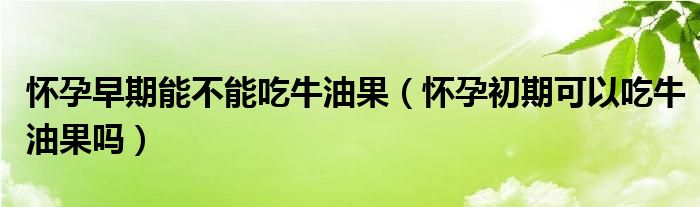 懷孕早期能不能吃牛油果（懷孕初期可以吃牛油果嗎）