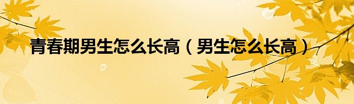 青春期男生怎么長(zhǎng)高（男生怎么長(zhǎng)高）