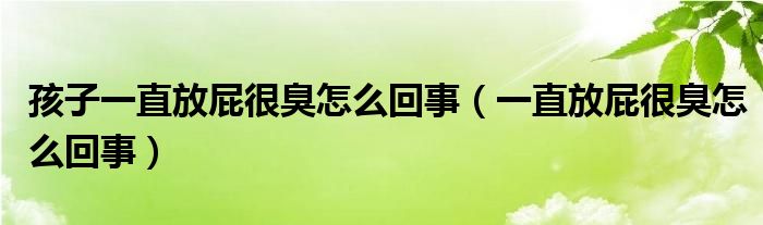 孩子一直放屁很臭怎么回事（一直放屁很臭怎么回事）