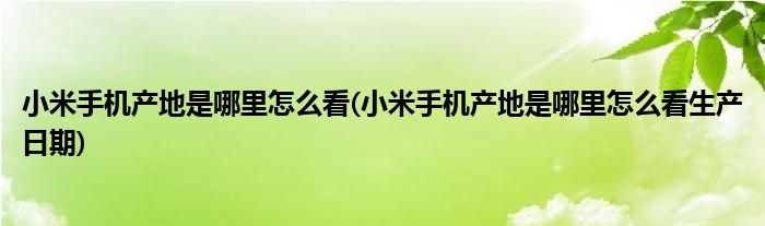 小米手機(jī)產(chǎn)地是哪里怎么看(小米手機(jī)產(chǎn)地是哪里怎么看生產(chǎn)日期)