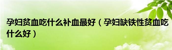 孕婦貧血吃什么補(bǔ)血最好（孕婦缺鐵性貧血吃什么好）