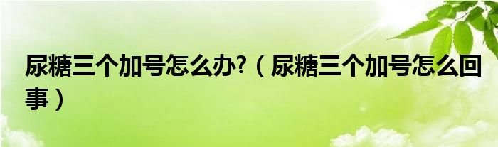 尿糖三個(gè)加號(hào)怎么辦?（尿糖三個(gè)加號(hào)怎么回事）