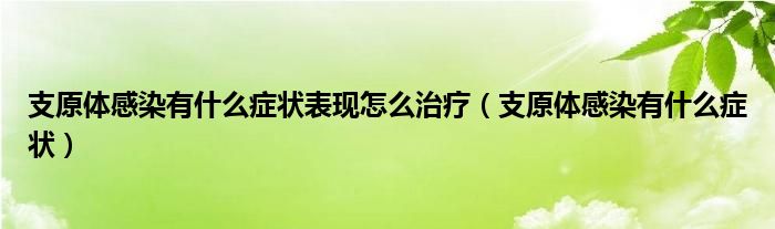 支原體感染有什么癥狀表現(xiàn)怎么治療（支原體感染有什么癥狀）