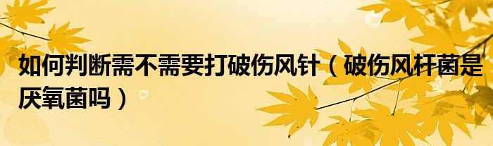 如何判斷需不需要打破傷風(fēng)針（破傷風(fēng)桿菌是厭氧菌嗎）