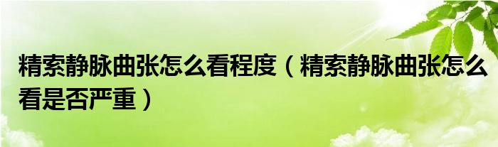 精索靜脈曲張怎么看程度（精索靜脈曲張怎么看是否嚴重）