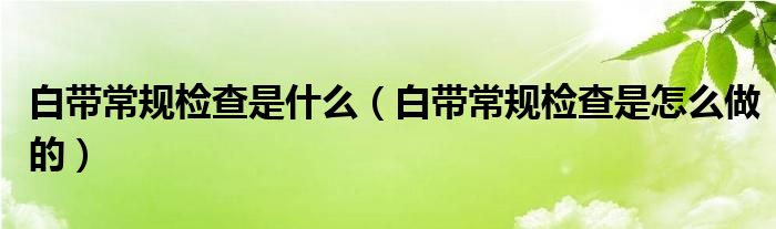 白帶常規(guī)檢查是什么（白帶常規(guī)檢查是怎么做的）