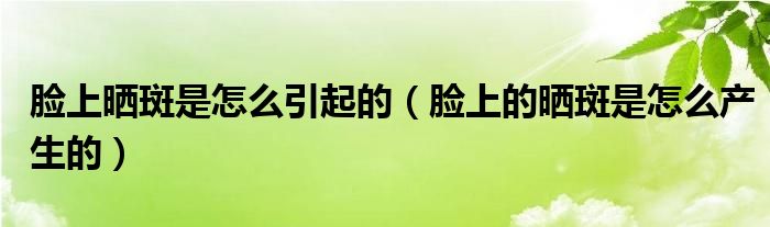 臉上曬斑是怎么引起的（臉上的曬斑是怎么產生的）