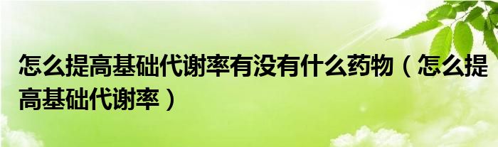 怎么提高基礎(chǔ)代謝率有沒有什么藥物（怎么提高基礎(chǔ)代謝率）