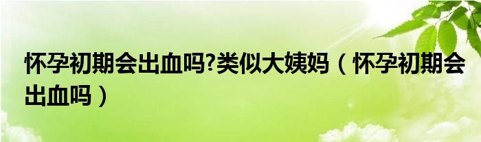 懷孕初期會(huì)出血嗎?類(lèi)似大姨媽（懷孕初期會(huì)出血嗎）