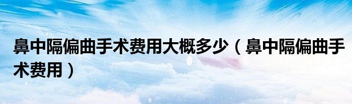 鼻中隔偏曲手術費用大概多少（鼻中隔偏曲手術費用）