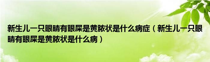 新生兒一只眼睛有眼屎是黃膿狀是什么病癥（新生兒一只眼睛有眼屎是黃膿狀是什么病）