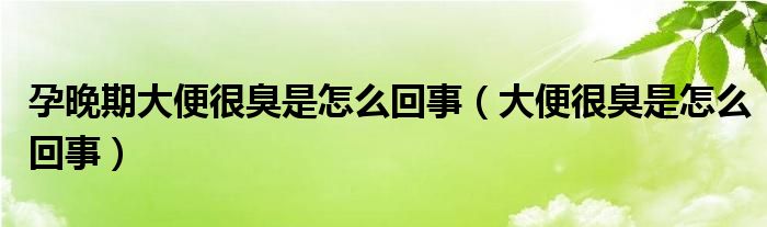 孕晚期大便很臭是怎么回事（大便很臭是怎么回事）