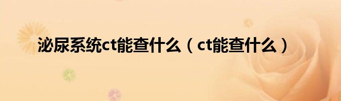 泌尿系統(tǒng)ct能查什么（ct能查什么）