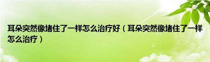 耳朵突然像堵住了一樣怎么治療好（耳朵突然像堵住了一樣怎么治療）