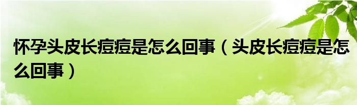 懷孕頭皮長痘痘是怎么回事（頭皮長痘痘是怎么回事）