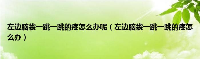 左邊腦袋一跳一跳的疼怎么辦呢（左邊腦袋一跳一跳的疼怎么辦）