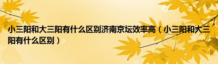 小三陽和大三陽有什么區(qū)別濟(jì)南京壇效率高（小三陽和大三陽有什么區(qū)別）