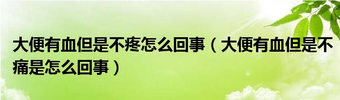 大便有血但是不疼怎么回事（大便有血但是不痛是怎么回事）