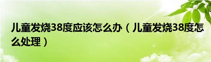 兒童發(fā)燒38度應該怎么辦（兒童發(fā)燒38度怎么處理）