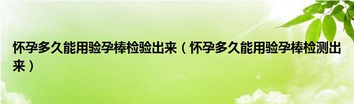 懷孕多久能用驗(yàn)孕棒檢驗(yàn)出來（懷孕多久能用驗(yàn)孕棒檢測出來）