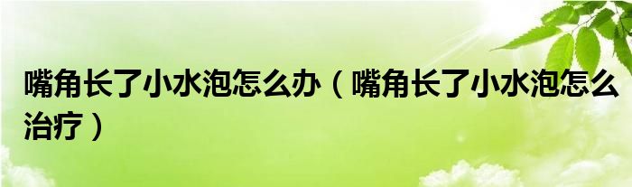 嘴角長了小水泡怎么辦（嘴角長了小水泡怎么治療）